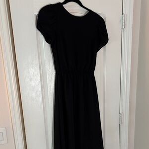 H&M Black Maxi Dress with Puff Sleeves